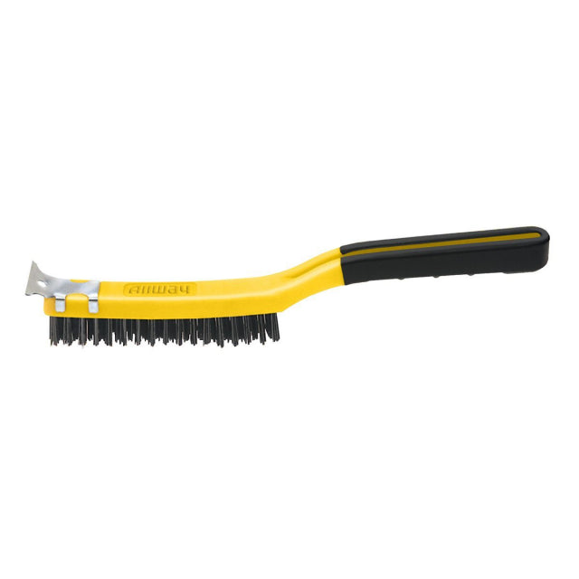 Outils Allway, 3 X 19 Brosse métallique en acier au carbone à poignées souples avec grattoir, étiquetée