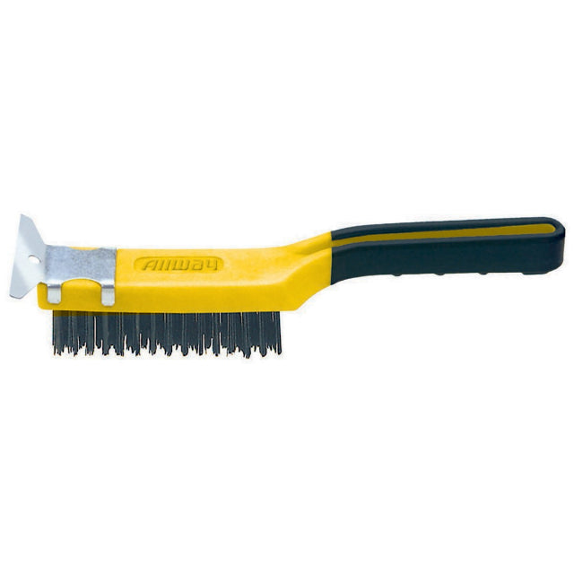 Outils Allway, 4 X 11 Brosse métallique en acier au carbone à poignées souples avec grattoir, étiquetée