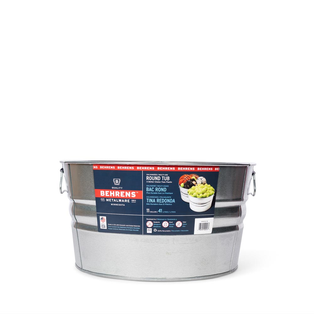 Behrens, Bidon rond en acier galvanisé, 11 gallons