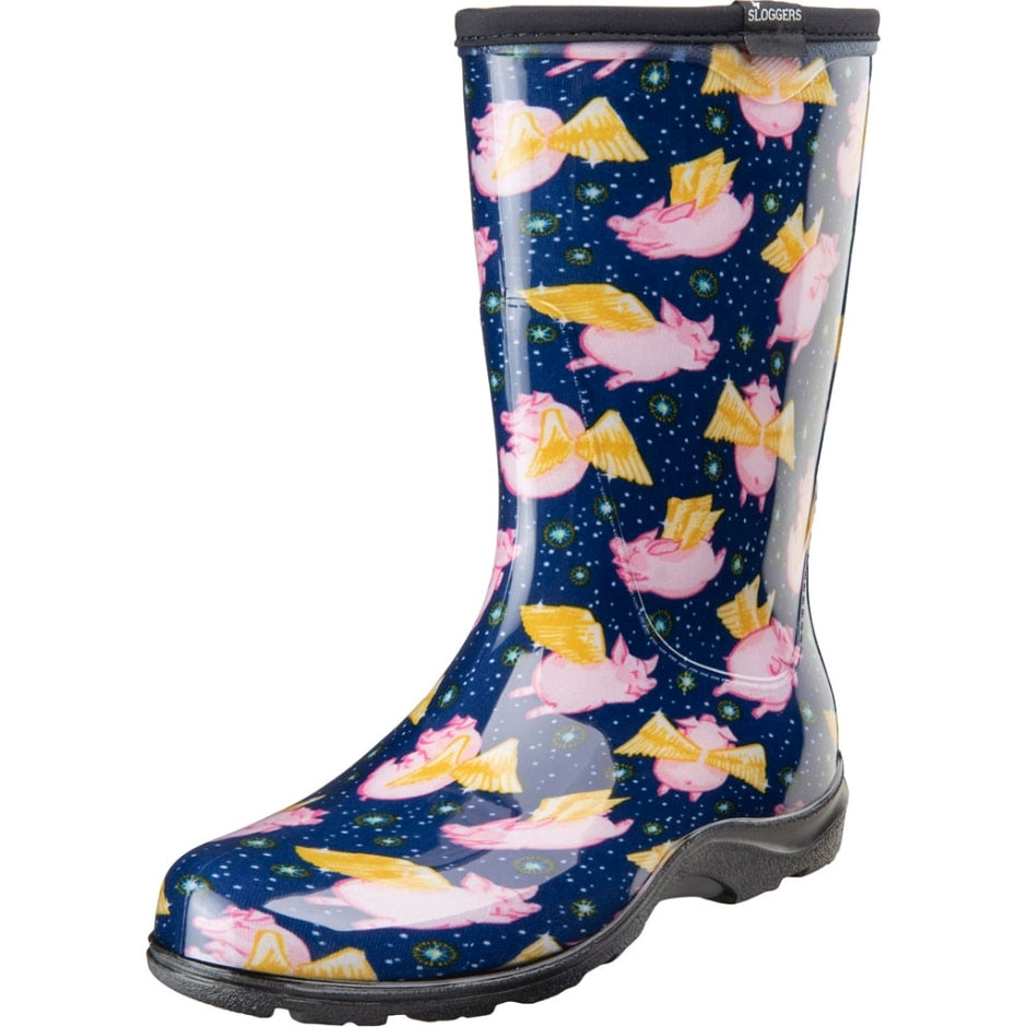 Sloggers, Bottes de pluie et de jardin Sloggers Women's When Pigs Fly Midnight Blue Design