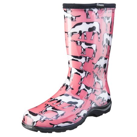 Sloggers, Bottes de pluie et de jardin Sloggers pour femmes - Design Bubblegum Pink Cowbella