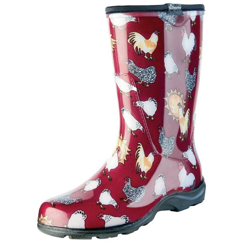 Sloggers, Bottes de pluie et de jardin Sloggers pour femmes, modèle Chicken Barn Red