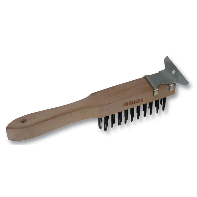 Outils Allway, Brosse métallique à manche en bois - 4X11, étiquetée