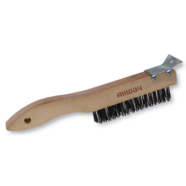 Outils Allway, Brosse métallique à manche en bois - 4X16, étiquetée