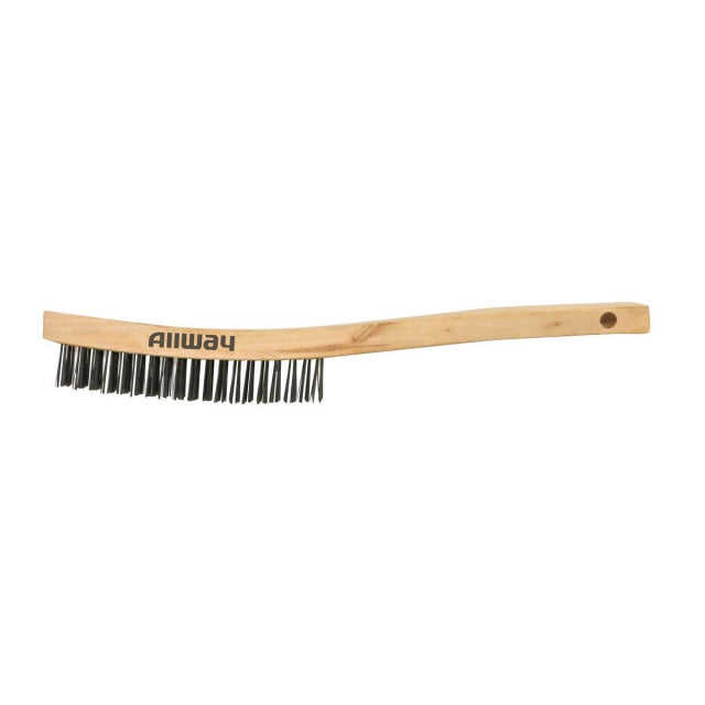 Outils Allway, Brosse métallique à manche en bois courbé, étiquetée