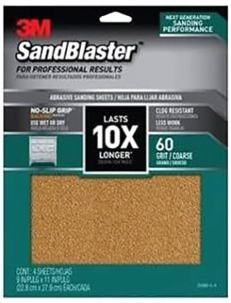 3M, PAPIER DE VERRE 9 X 11 4PK 100 GRT SANDBLSTR