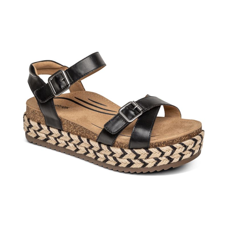 AETREX, Paula Cork Platform Quarter Cross Strap Sandal pour femmes