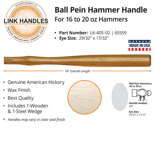 Seymour, Seymour 14" Ball Pein Machinist Hammer Handle For 16 to 20 Oz Hammers