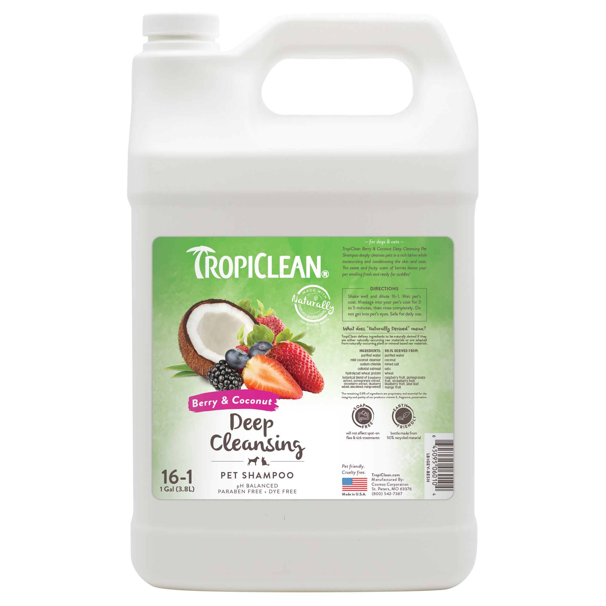 Tropiclean, TropiClean Berry & Coconut Shampooing nettoyant en profondeur pour animaux de compagnie