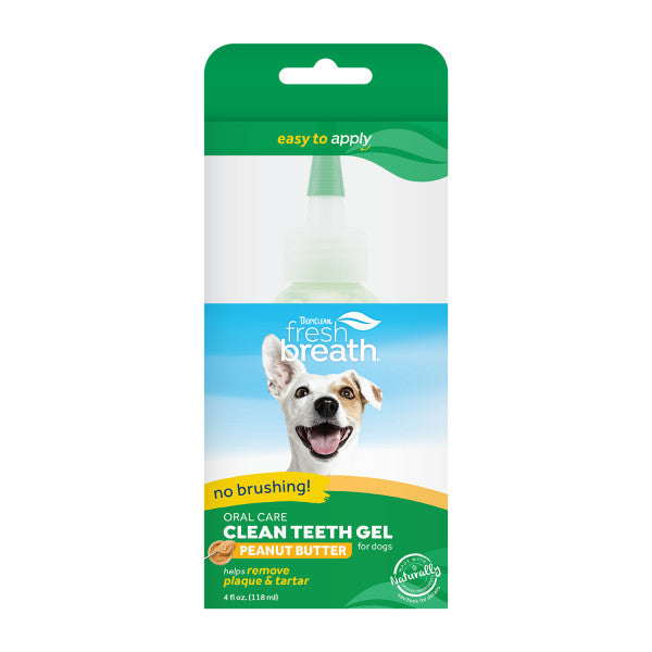 Tropiclean, TropiClean Fresh Breath No Brushing Goût beurre de cacahuètes Nettoyer les dents Gel de soins dentaires et bucco-dentaires pour chiens