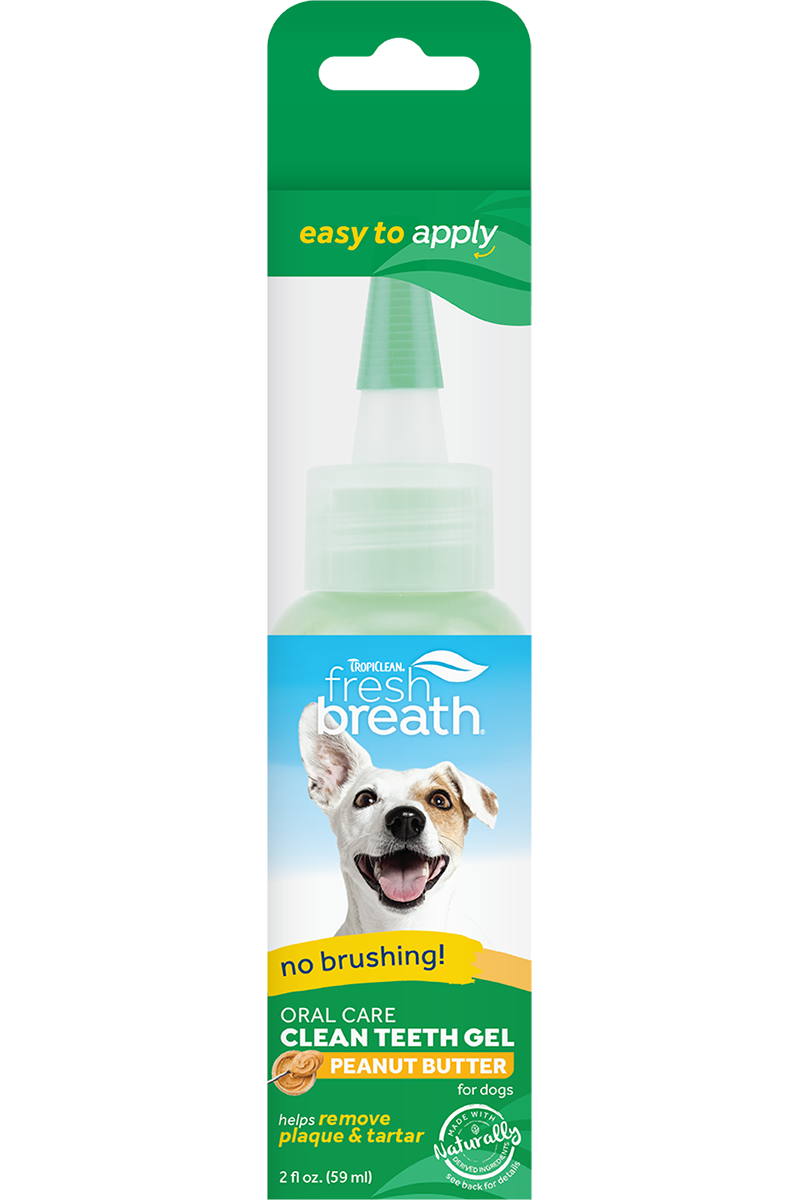 Tropiclean, TropiClean Fresh Breath No Brushing Goût beurre de cacahuètes Nettoyer les dents Gel de soins dentaires et bucco-dentaires pour chiens