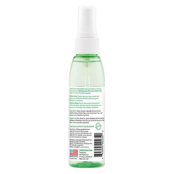 Tropiclean, TropiClean Fresh Breath Spray de soin buccal au beurre de cacahuète pour animaux de compagnie