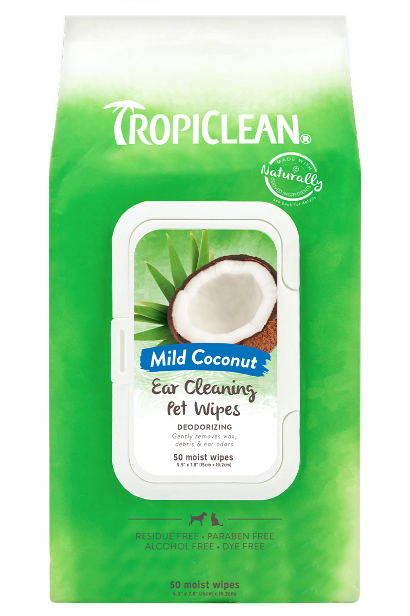 Tropiclean, TropiClean Lingettes nettoyantes douces à la noix de coco pour animaux de compagnie