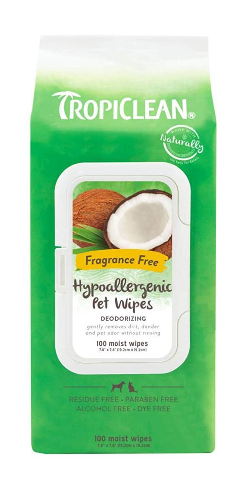 Tropiclean, TropiClean Lingettes nettoyantes hypoallergéniques pour animaux de compagnie