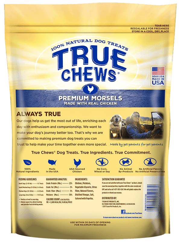 Véritablement à croquer, True Chews Premium Morsels Friandises pour chien au poulet