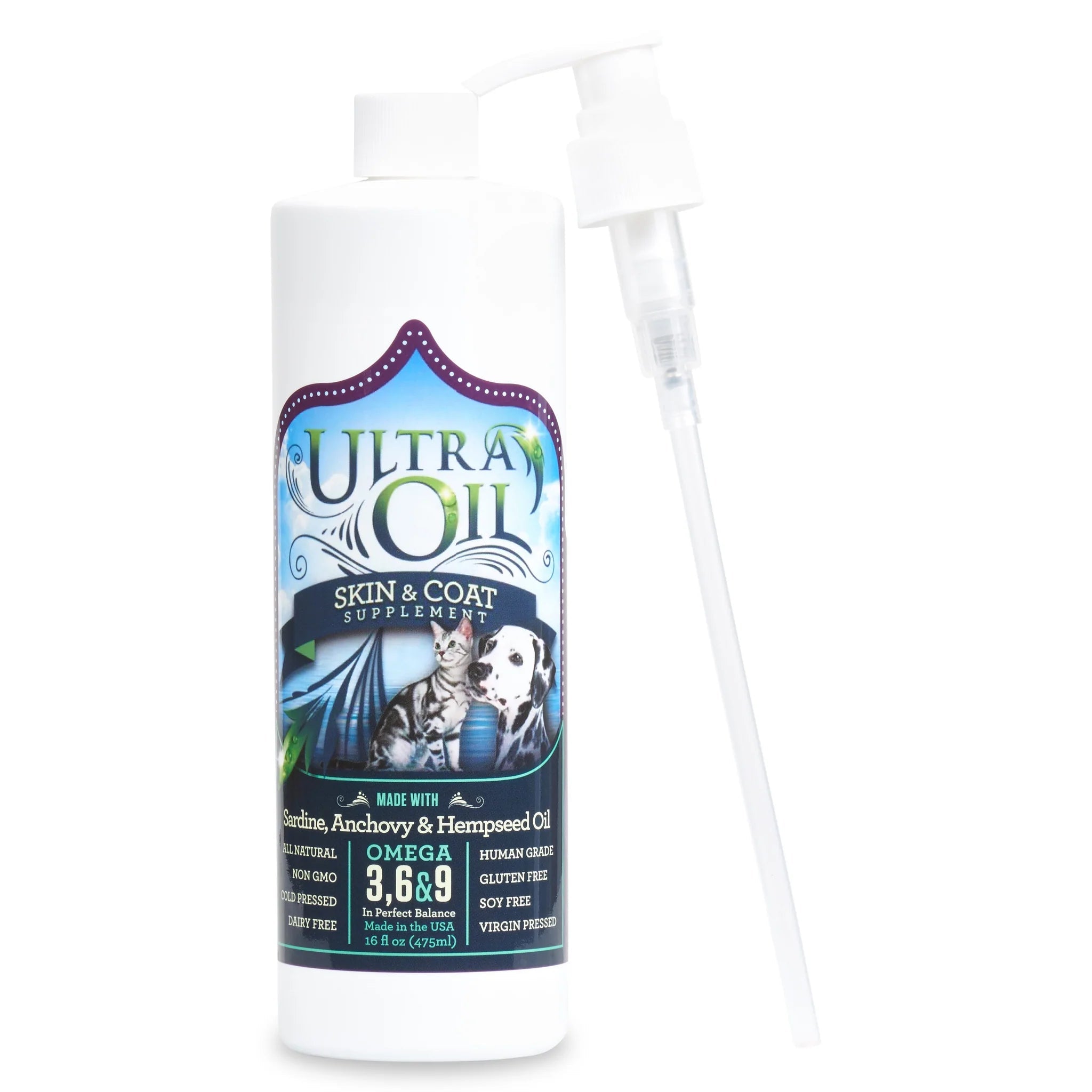 UltraOil pour animaux de compagnie, UltraOil for Pets Supplément d'huile pour la peau et le pelage pour chiens et chats