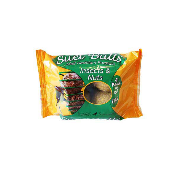 Sciences de la faune, WILDLIFE SCIENCES SUET BALLS INSECTS & NUTS 4 PACK