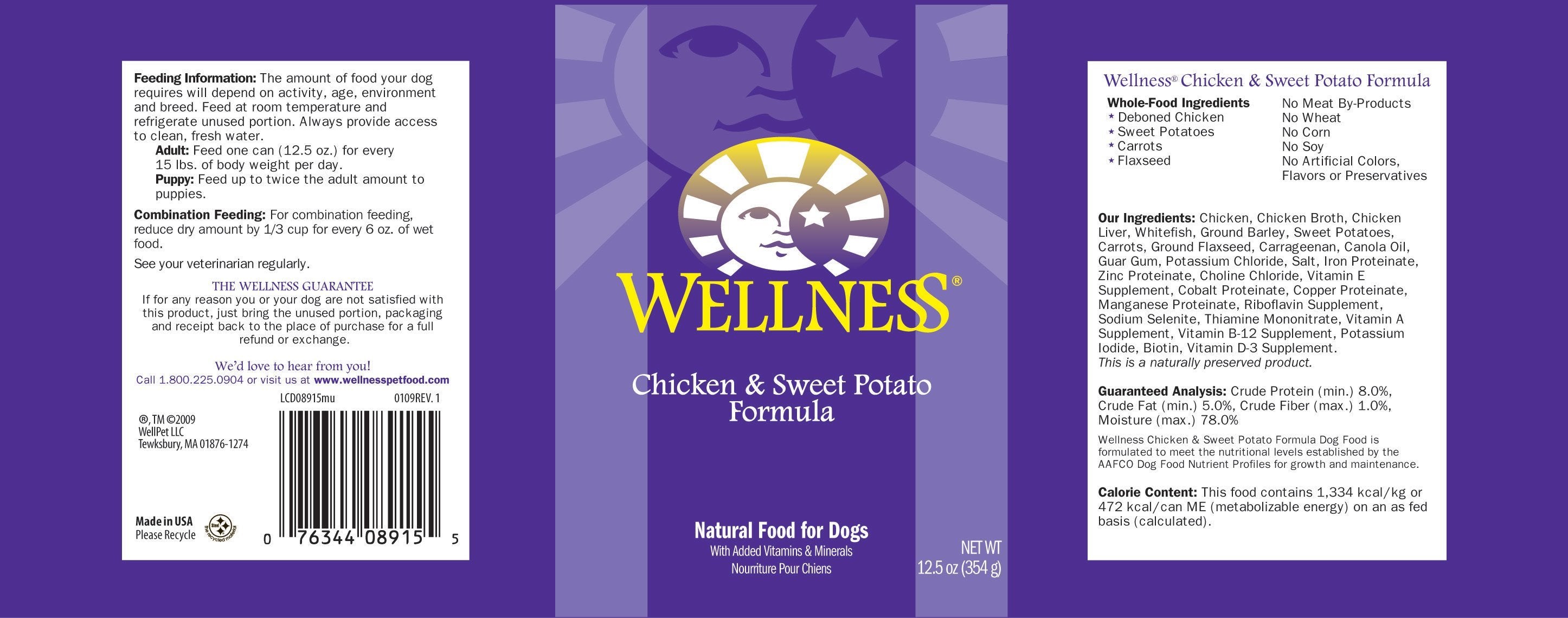 Bien-être, Wellness Complete Health Natural Chicken and Sweet Potato Recipe Wet Canned Dog Food (nourriture humide en conserve pour chiens)