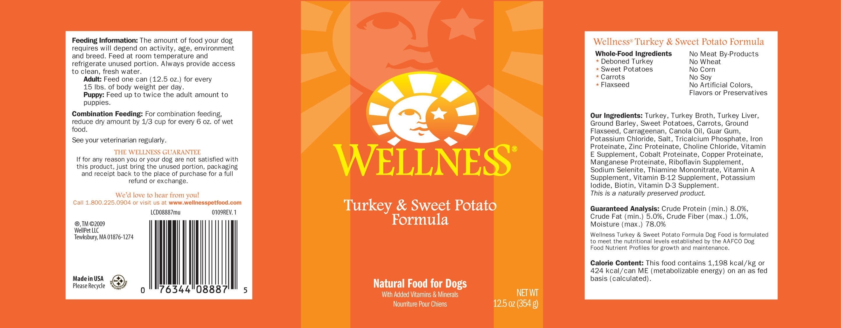 Bien-être, Wellness Complete Health Natural Turkey and Sweet Potato Recipe Nourriture humide en boîte pour chiens