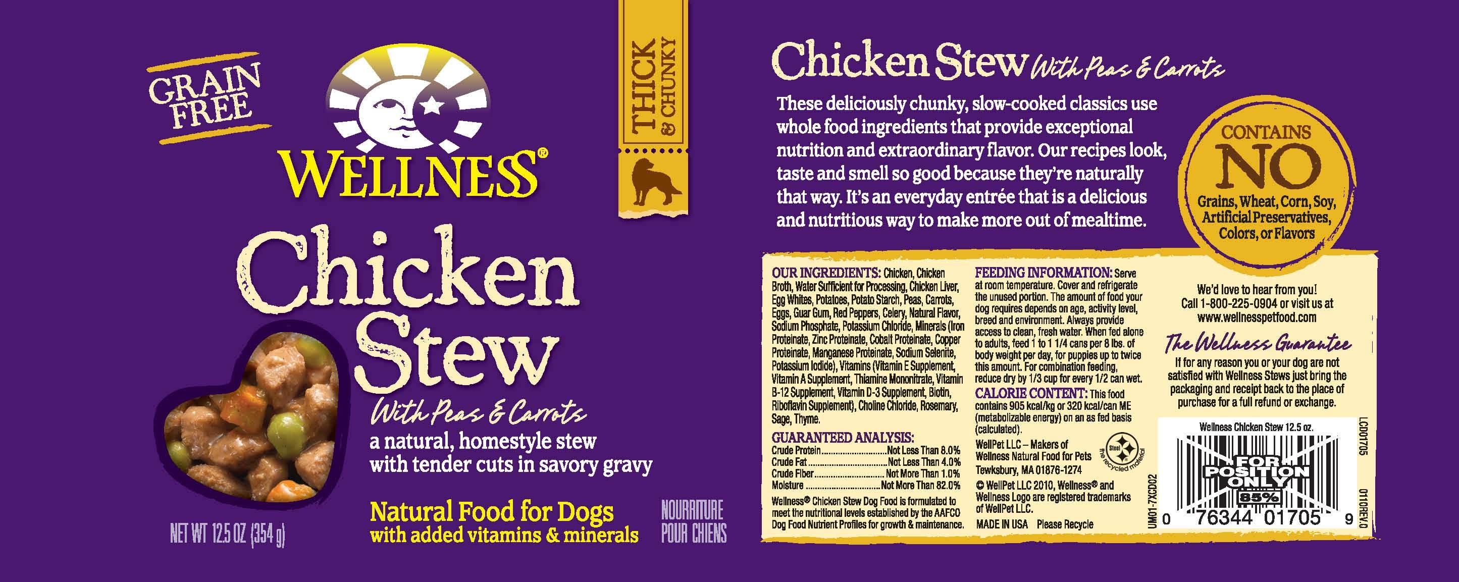 Bien-être, Wellness Grain Free Natural Chicken Stew with Peas and Carrots Wet Canned Dog Food (nourriture en conserve humide pour chiens)