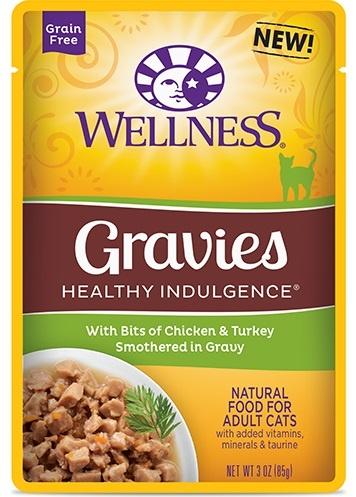 Bien-être, Wellness Healthy Indulgence Natural Grain Free Gravies with Chicken and Turkey in Gravy (nourriture pour chats sans céréales avec du poulet et de la dinde en sauce) - sachet