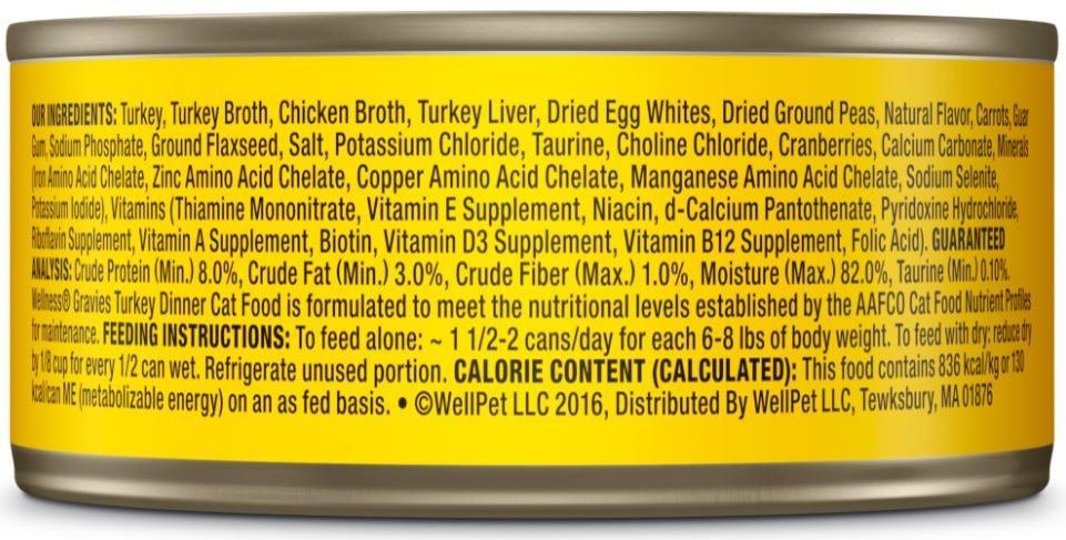 Bien-être, Wellness Natural Grain Free Gravies Turkey Dinner nourriture en boîte pour chats