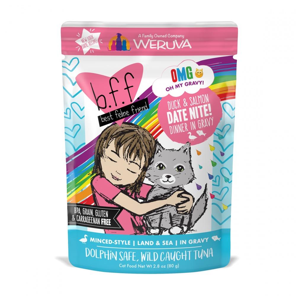 Weruva, Weruva BFF Oh My Gravy Date Nite Canard & Saumon en sauce sans céréales Alimentation humide pour chat en sachet