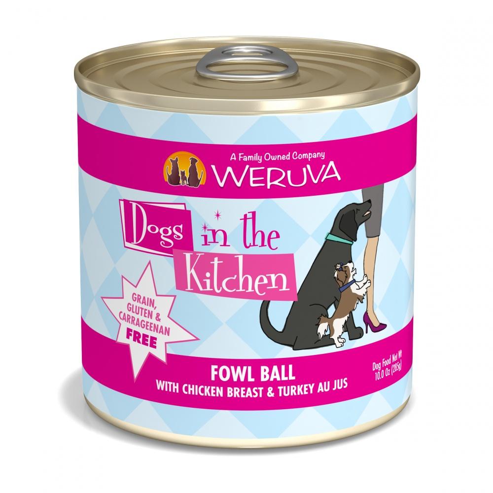 Weruva, Weruva Dogs in the Kitchen Fowl Ball with Chicken & Turkey Au Jus Boîte pour chien